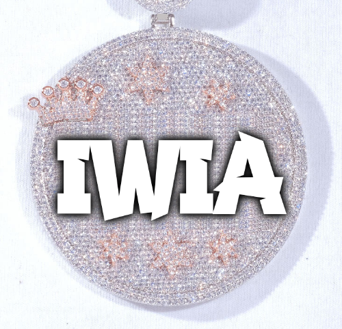 CUSTOM LETTER NECKLACE 3D BIG CROWN DISC