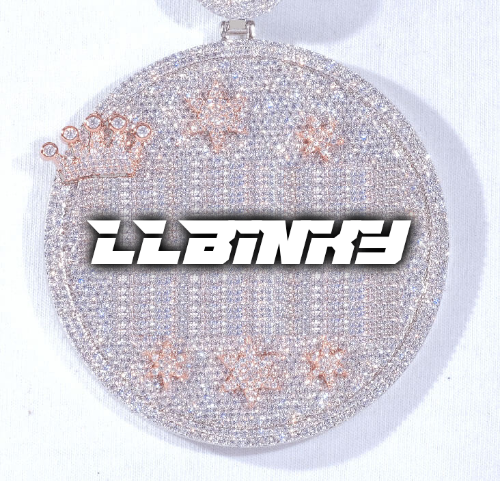 CUSTOM LETTER NECKLACE 3D BIG CROWN DISC