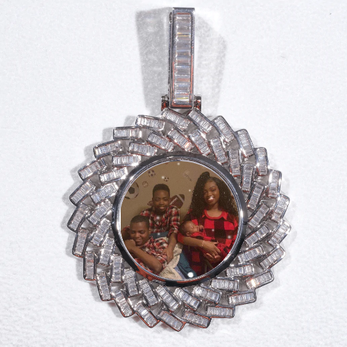 Large 3D Baguette Custom Picture Pendant