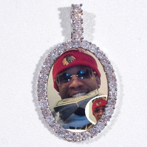 Large 3D Oval Custom Picture Pendant
