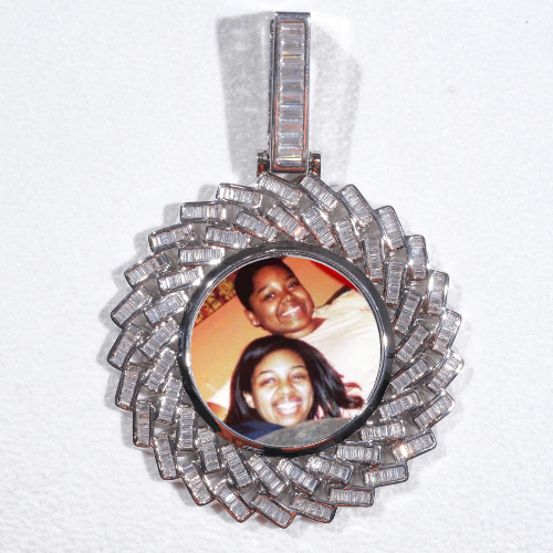 Large 3D Baguette Custom Picture Pendant