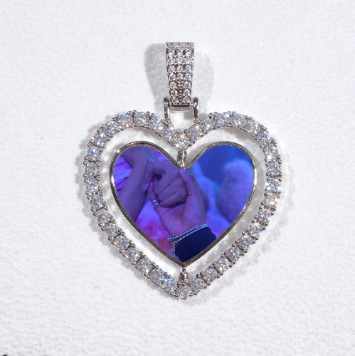 3D Spinning 2-Faced Heart Custom Picture Pendant