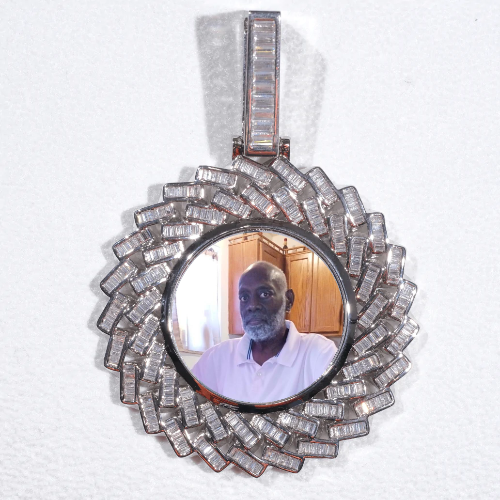Large 3D Baguette Custom Picture Pendant