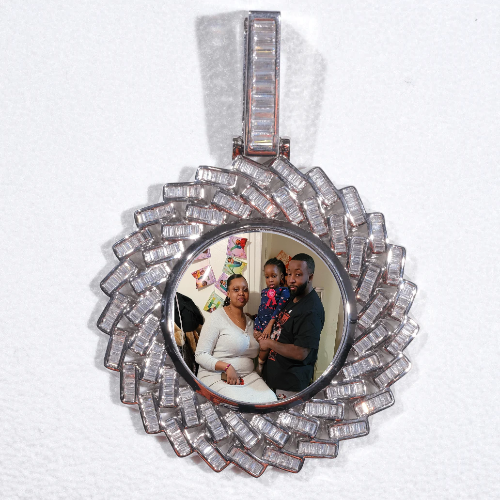 Large 3D Baguette Custom Picture Pendant