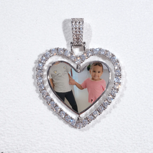 3D Spinning 2-Faced Heart Custom Picture Pendant