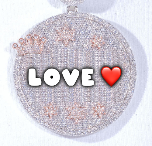CUSTOM LETTER NECKLACE 3D BIG CROWN DISC