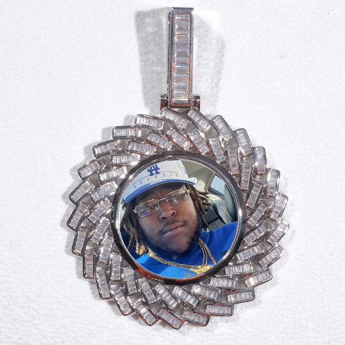 Large 3D Baguette Custom Picture Pendant