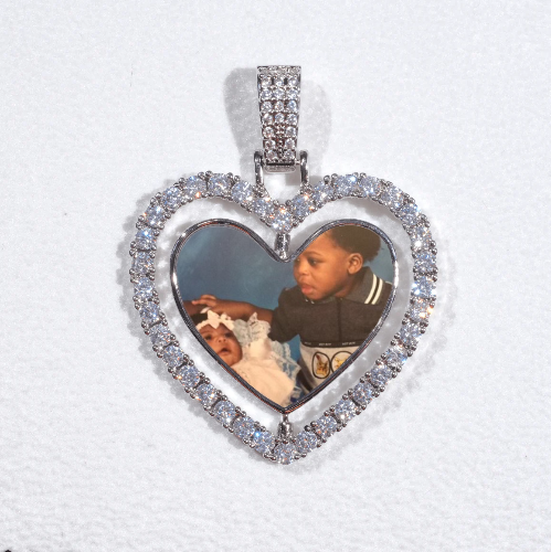 3D Spinning 2-Faced Heart Custom Picture Pendant