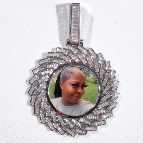 Large 3D Baguette Custom Picture Pendant
