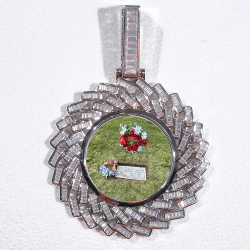 Large 3D Baguette Custom Picture Pendant