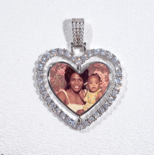 3D Spinning 2-Faced Heart Custom Picture Pendant