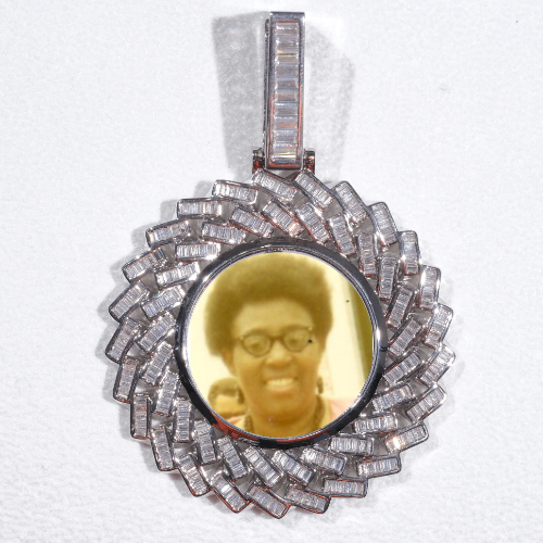 Large 3D Baguette Custom Picture Pendant