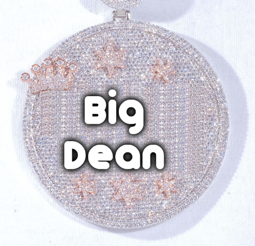 CUSTOM LETTER NECKLACE 3D BIG CROWN DISC