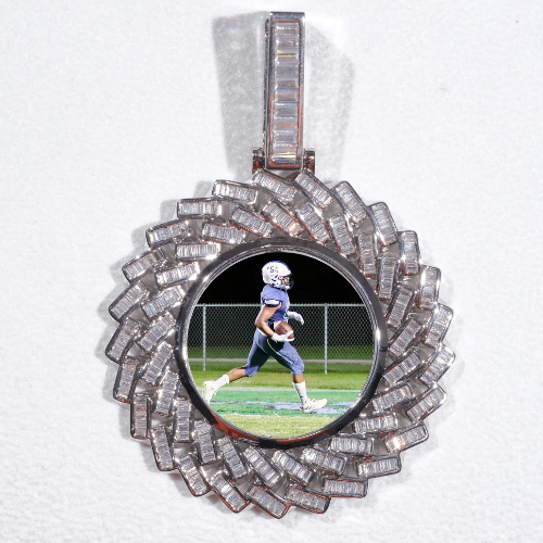 Large 3D Baguette Custom Picture Pendant