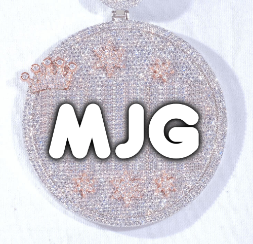 CUSTOM LETTER NECKLACE 3D BIG CROWN DISC