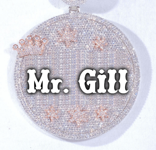 CUSTOM LETTER NECKLACE 3D BIG CROWN DISC