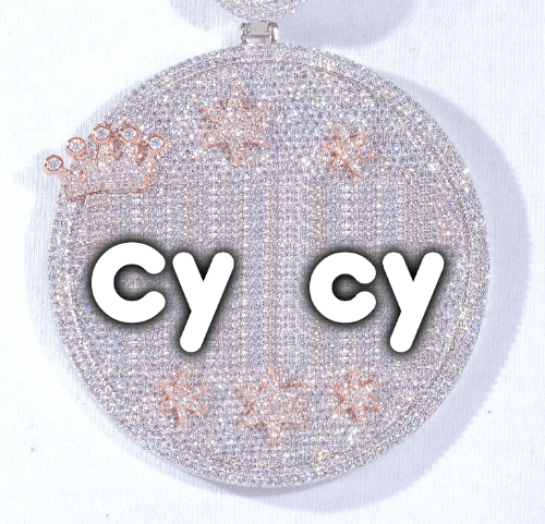 CUSTOM LETTER NECKLACE 3D BIG CROWN DISC