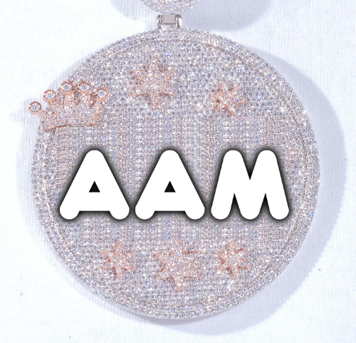 CUSTOM LETTER NECKLACE 3D BIG CROWN DISC