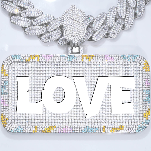 CUSTOM LETTER NECKLACE 3D COLORFUL SQUARE