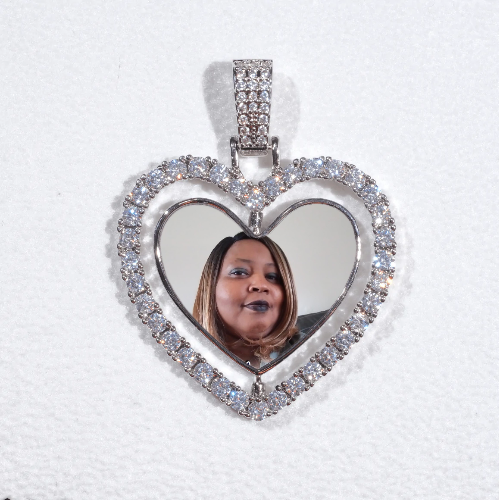 3D Spinning 2-Faced Heart Custom Picture Pendant