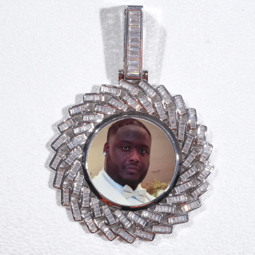 Large 3D Baguette Custom Picture Pendant