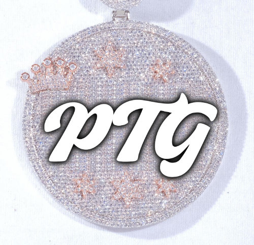 CUSTOM LETTER NECKLACE 3D BIG CROWN DISC