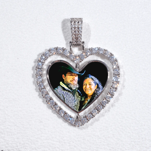 3D Spinning 2-Faced Heart Custom Picture Pendant