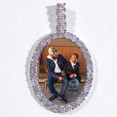 Large 3D Oval Custom Picture Pendant