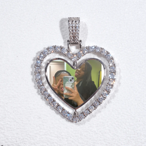 3D Spinning 2-Faced Heart Custom Picture Pendant