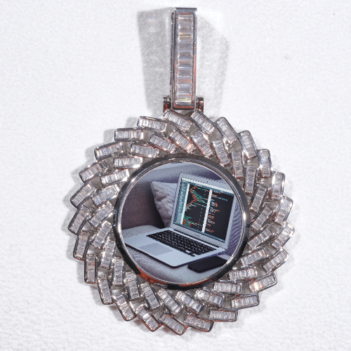 Large 3D Baguette Custom Picture Pendant