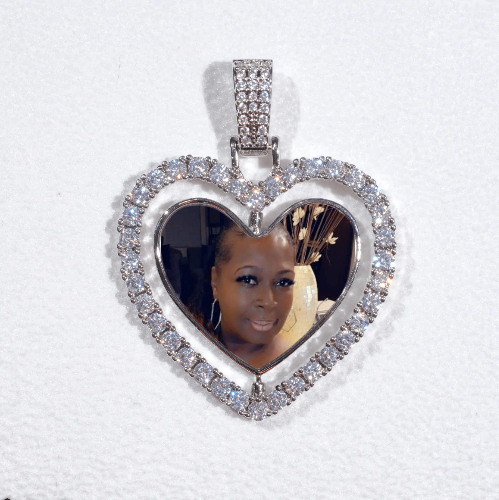 3D Spinning 2-Faced Heart Custom Picture Pendant