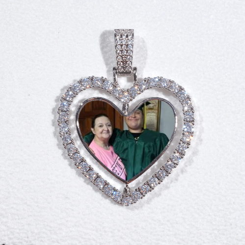 3D Spinning 2-Faced Heart Custom Picture Pendant