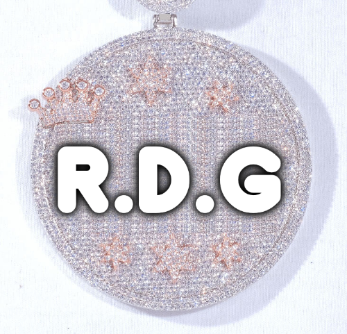 CUSTOM LETTER NECKLACE 3D BIG CROWN DISC