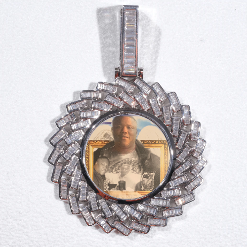 Large 3D Baguette Custom Picture Pendant