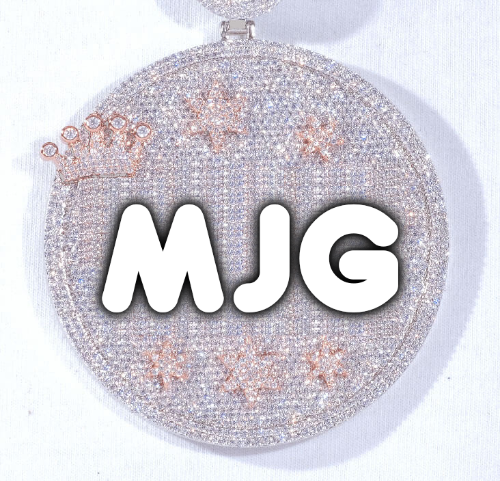 CUSTOM LETTER NECKLACE 3D BIG CROWN DISC