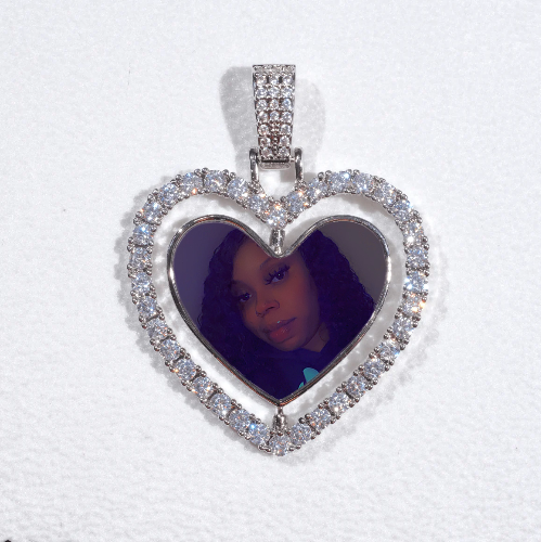3D Spinning 2-Faced Heart Custom Picture Pendant