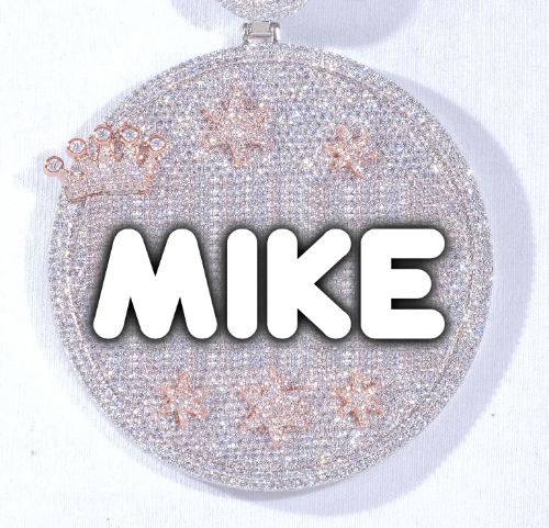 CUSTOM LETTER NECKLACE 3D BIG CROWN DISC