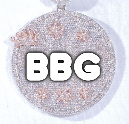 CUSTOM LETTER NECKLACE 3D BIG CROWN DISC