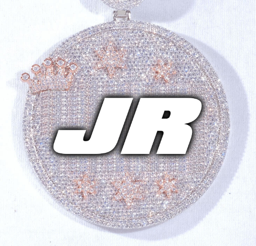 CUSTOM LETTER NECKLACE 3D BIG CROWN DISC