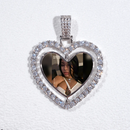 3D Spinning 2-Faced Heart Custom Picture Pendant