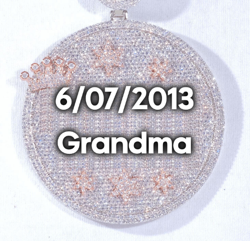 CUSTOM LETTER NECKLACE 3D BIG CROWN DISC