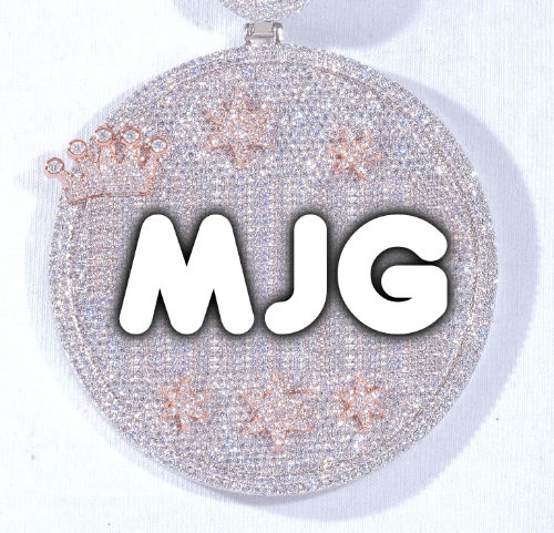 CUSTOM LETTER NECKLACE 3D BIG CROWN DISC