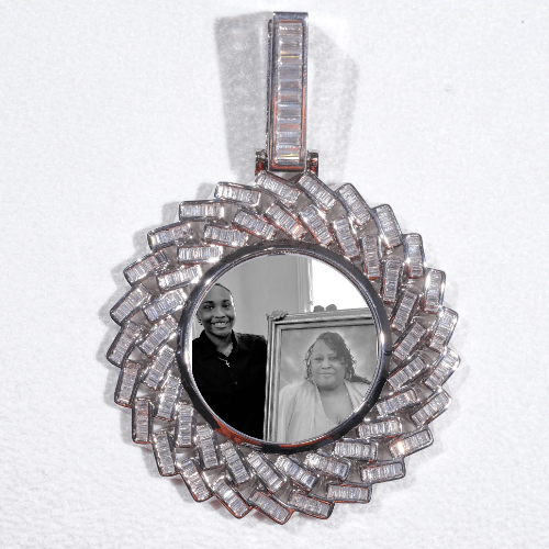 Large 3D Baguette Custom Picture Pendant