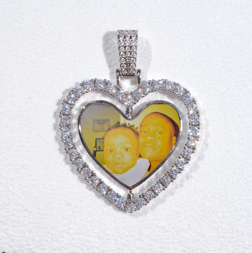3D Spinning 2-Faced Heart Custom Picture Pendant