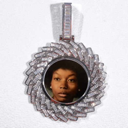 Large 3D Baguette Custom Picture Pendant