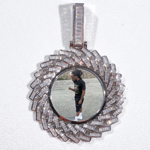 Large 3D Baguette Custom Picture Pendant