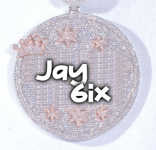 CUSTOM LETTER NECKLACE 3D BIG CROWN DISC