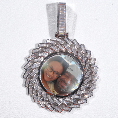 Large 3D Baguette Custom Picture Pendant
