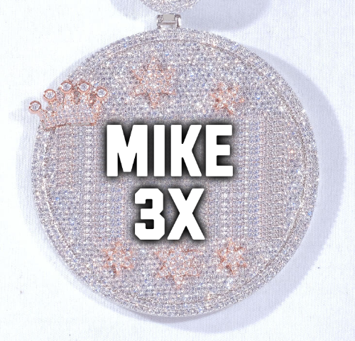 CUSTOM LETTER NECKLACE 3D BIG CROWN DISC