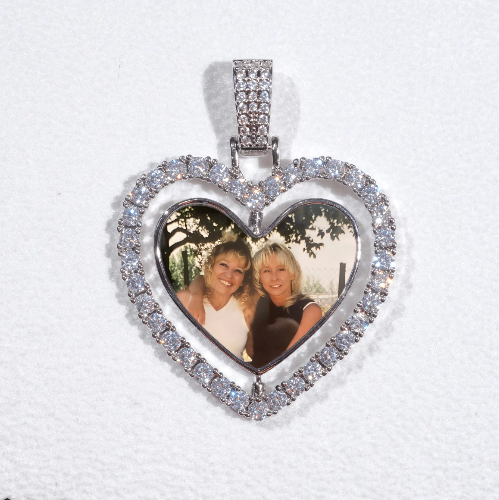 3D Spinning 2-Faced Heart Custom Picture Pendant